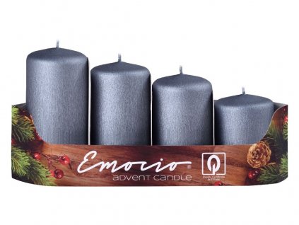 Adventní svíčky stupňovité 4ks prům.40mm matné grafit