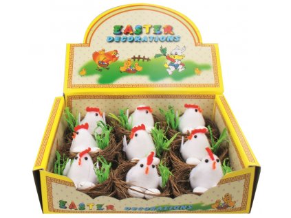 Hnízda s kuřátkem a vejci 5,5 cm, 9 ks v krabičce