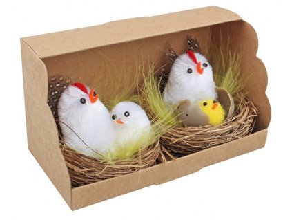 Slepička s kuřátkem v hnízdě 5,5 cm 2ks