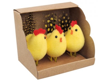 Slepičky žluté 6 cm, 3 ks v papírové krabičce