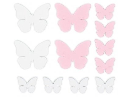 Motýli bílořůžoví velikost 2,5 - 4,5 cm - 12 ks