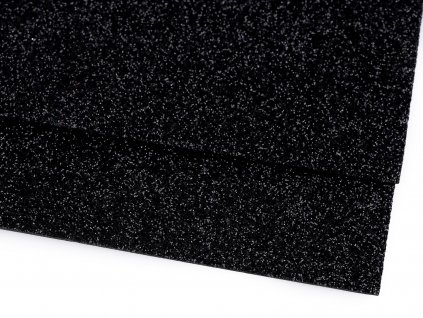Pěnová guma Moosgummi s glitry černá 20x30 cm - 2ks