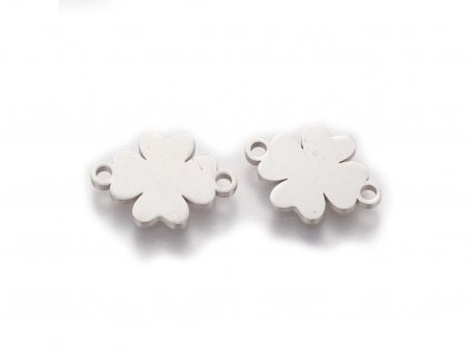 Přívěsek z nerezové oceli se dvěma očky-čtyřlístek 15,5x11,2x1 mm