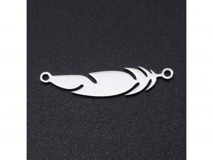 Přívěsek z nerezové oceli se dvěma očky-pírko 29x6x1 mm