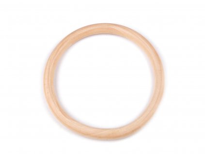 Dřevěný kruh / macrame, ucha na tašky, 2 (Ø13,5 cm) přírodní sv.