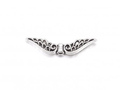 1607 3 1607 3 kovove koralky kridla 32x6 mm barva starostribro