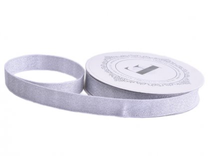 třpytivá látková stuha 1,5 cm x 10 m - stříbrná