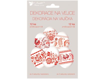Smršťovací dekorace na vejce, červený motiv