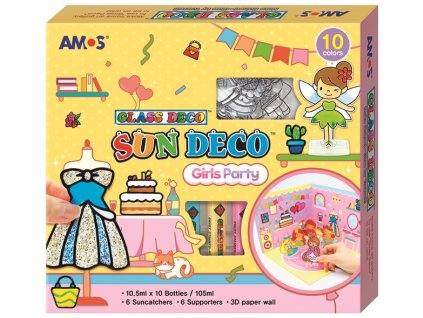 Barvy na sklo sada 10 barev 10,5 ml + 6 sklíček DÍVČÍ PÁRTY, 3D KULISY