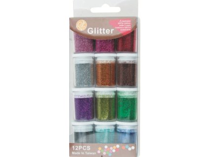 Sypké glitry jemné 12 odstínů po 5 g