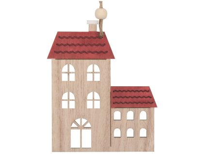 Dřevěný domek na zavěšení s červenou střechou 11 cm