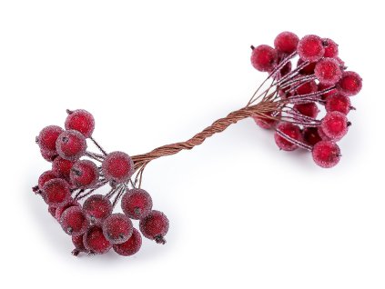 Umělé bobule v ledu tm. červená - 20ks