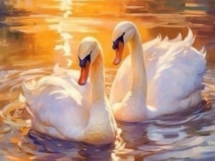 diamantový obrázek labutě