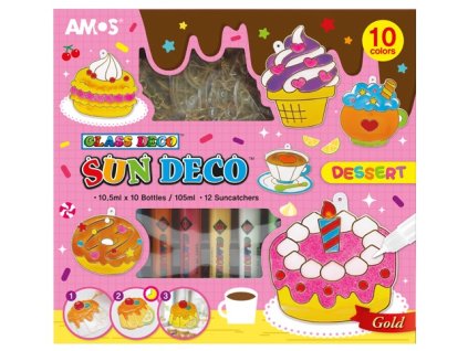 Barvy na sklo sada 10 barev 10,5 ml + 12 sklíček DEZERTY