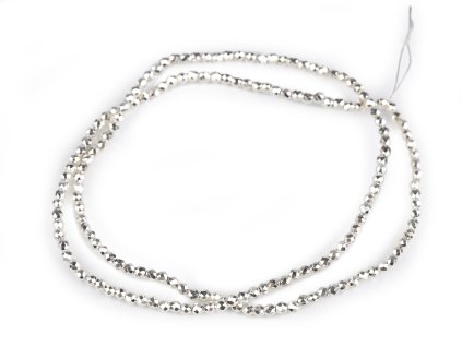 broušené korálky stříbrné