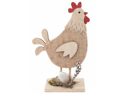 Slepice dřevěná s vajíčkem 10 x 15 cm na postavení