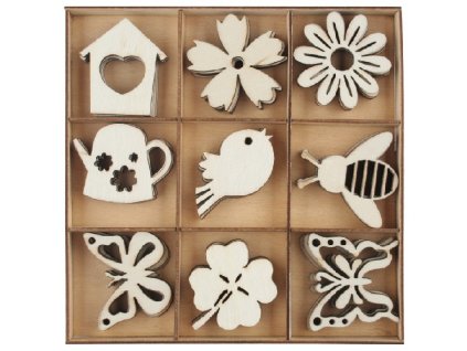 Sada dřevěných dekorací Louka 3,5 x 3 x 0,2 cm, 54 ks