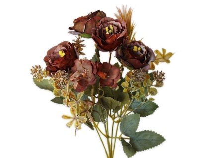 ruze kytice 28cm hneda