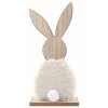 Zajíc dřevěný v bílém kožíšku 11 x 23 cm na postavení
