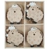 Ovce dřevěná 4,5 x 6 x 0,5 cm na zavěšení, 8 ks