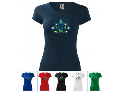 Dámske tričko MONIKA s výšivkou v modrej farbe - výber farieb trička (Farba 05-kráľovsky modrá, Veľkosť XXL)