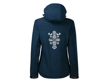 3190 21 softshellova bunda damska micro fleece s vysivkou vzoru adam v bielej farbe vpredu a vzadu