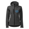3187 17 softshellova bunda damska micro fleece s vysivkou vzoru ika modra vpredu a vzadu