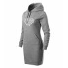 3544 damske vysivane saty s kapucnou tmavosivy melir vzor ika biela