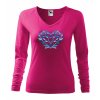 3601 10 damske tricko dlhy rukav s vysivkou ika modra vyber farieb tricka