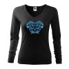 3601 6 damske tricko dlhy rukav s vysivkou ika modra vyber farieb tricka