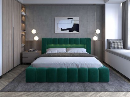 Čalouněná postel LAMICA 160 cm dřevěný rošt