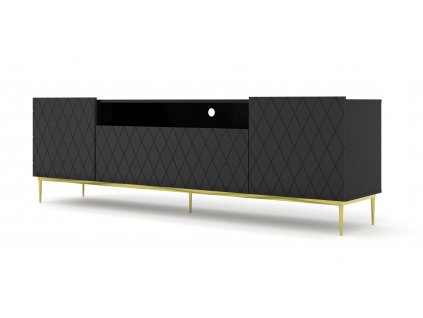 TV stolek Diuna 193 cm, černý mat + zlatá