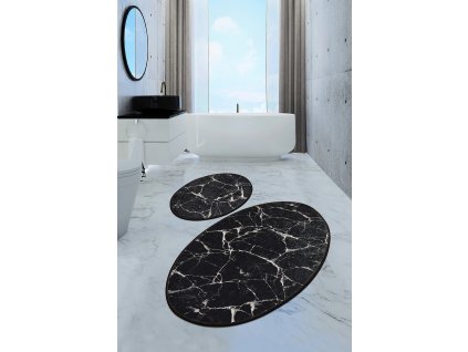 Koupelnová předložka 2 ks MARBLE černý mramor