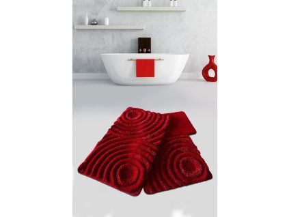 Koupelnová předložka 3 ks WAVE červená