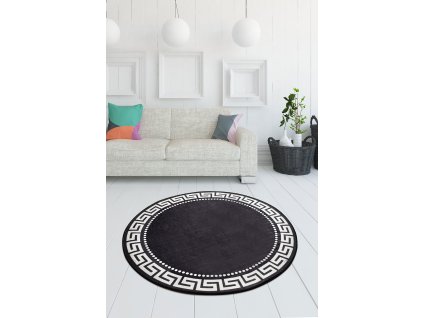 Koberec (100 cm) ANTIK černý a bílý  - Řecké klíče