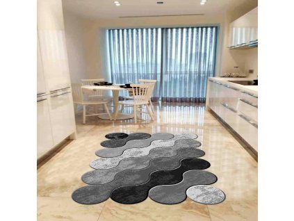 Koberec(100 x 150 cm) WOOKECE292 kruhy  - stupně šedi