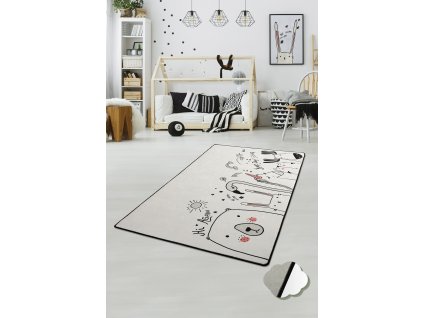Dětský koberec(100 x 160 cm) BE HAPPY bílý 