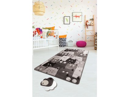 Dětský koberec(100 x 160 cm) CATS šedý