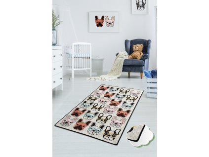 Dětský koberec(100 x 160 cm) DOGS bílý – Bostonský teriér