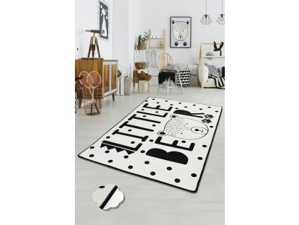Dětský koberec(100 x 160 cm) LITTLE BEAR bílý 