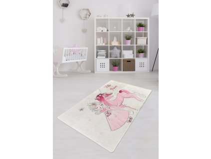 Dětský koberec(100 x 160 cm) LITTLE PRINCESS s jednorožcem bílý