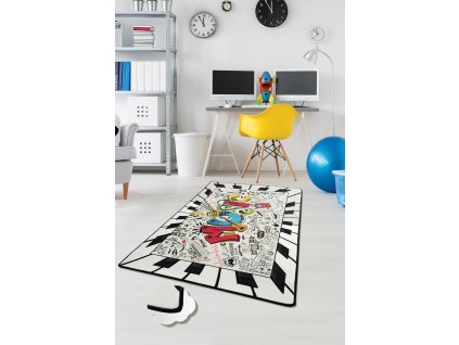 Dětský koberec(100 x 160 cm) MUSIC bílý 