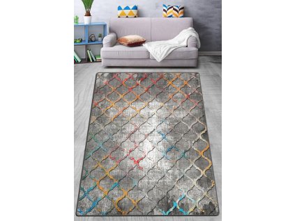 Koberec (120 x 180) CUADRA šedý s ornamenty