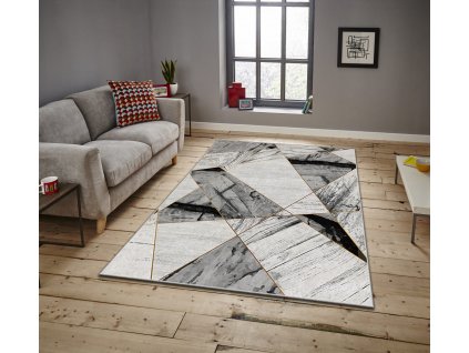 Koberec (120 x 180) ASR CRPT-76  bílý mramor – geometrie