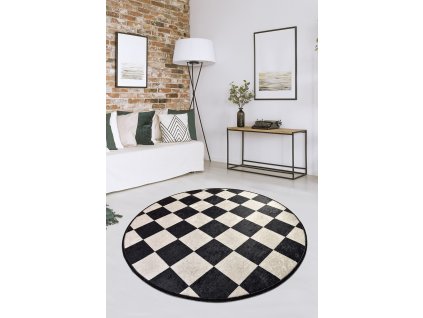 Kulatý koberec (140 cm) DAMA šachovnice