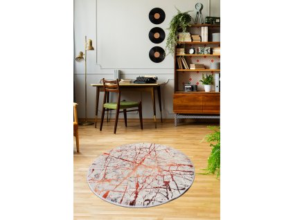 Kulatý koberec (140 cm) SHINE bilý mramor