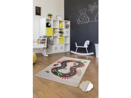 Dětský koberec (140 x 190) GAME Béžový – závodní dráha