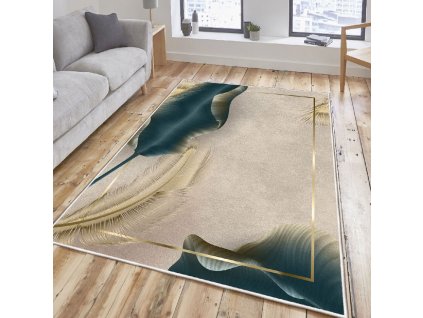 Koberec (140 x 220) ELS2435 béžový s peřím