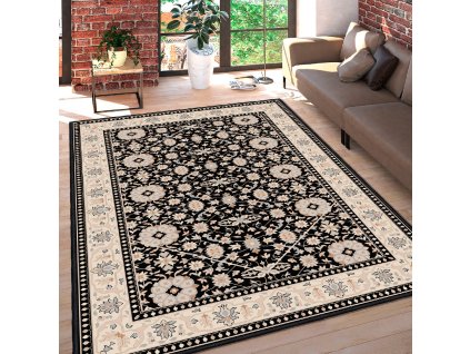 Koberec (160 x 230) WOOSONIL006 černý Perský vzor