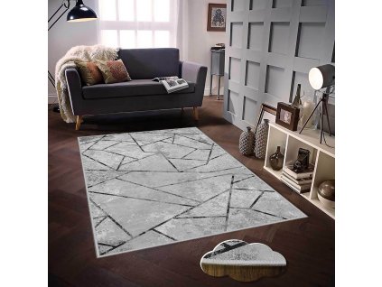 Koberec (160 x 230) EEXFAB825 šedý geometrický vzor